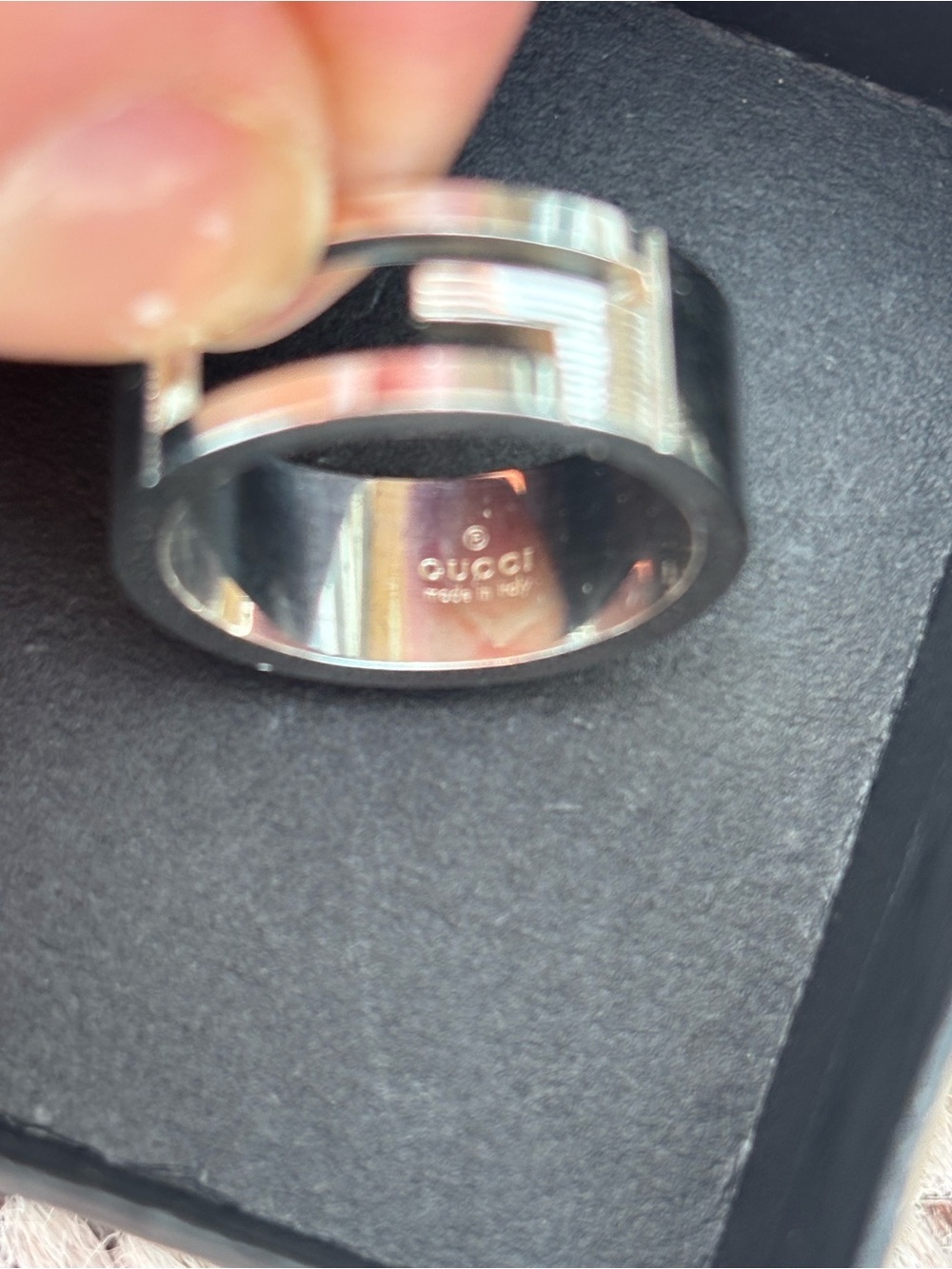 Gucci Silver-(925) Ring with Geometric Cutout (17 Italian or 8 US) - Picture 4 of 12